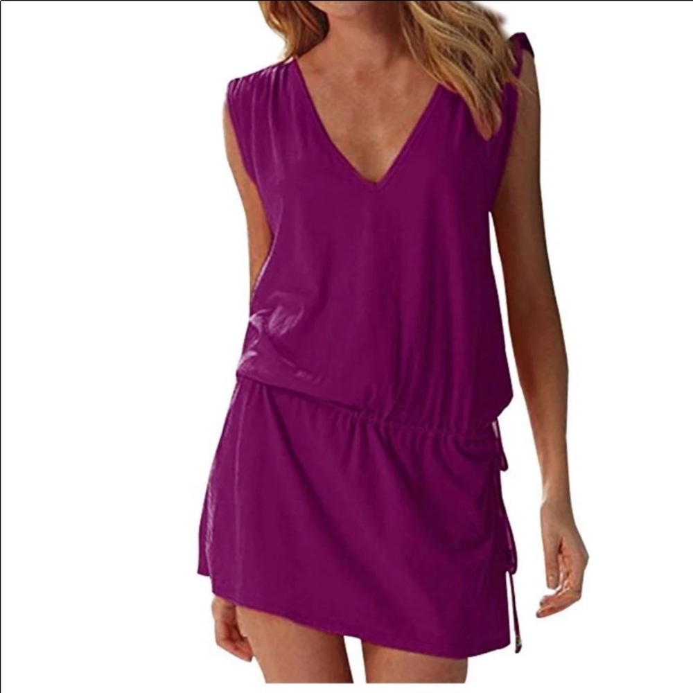 Small V Neck Open-back Beach Cover Up